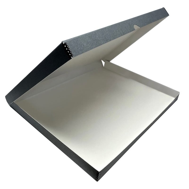 Lineco Folio Storage Box, Clamshell Design with Metal Edge. 18.5x24.5x1.75 Inches, Archival Boxboard, Preserve Photos, Cards, Magazines, Documents, Art, Ephemera, Family Records, Gray, Pack of 1 - Image 1